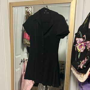 Zara Black Short-Sleeve Dress